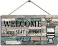 Printed Wood Plaque Sign Wall Hanging Welcome Sign Please Seat Yourself Wall Art Sign Size 10" X 5"（25X12.5 Cm）