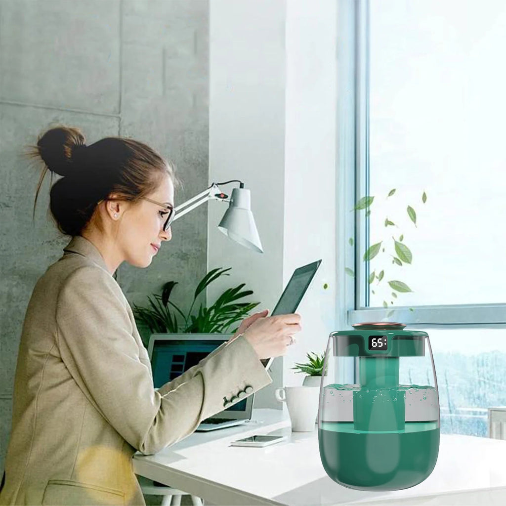 Air Purifier and Humidifier Combo, USB Humidifier with Humidity Display, Quiet Cool Mist Humidifier for Bedroom and Office Plants, Easy to Clean
