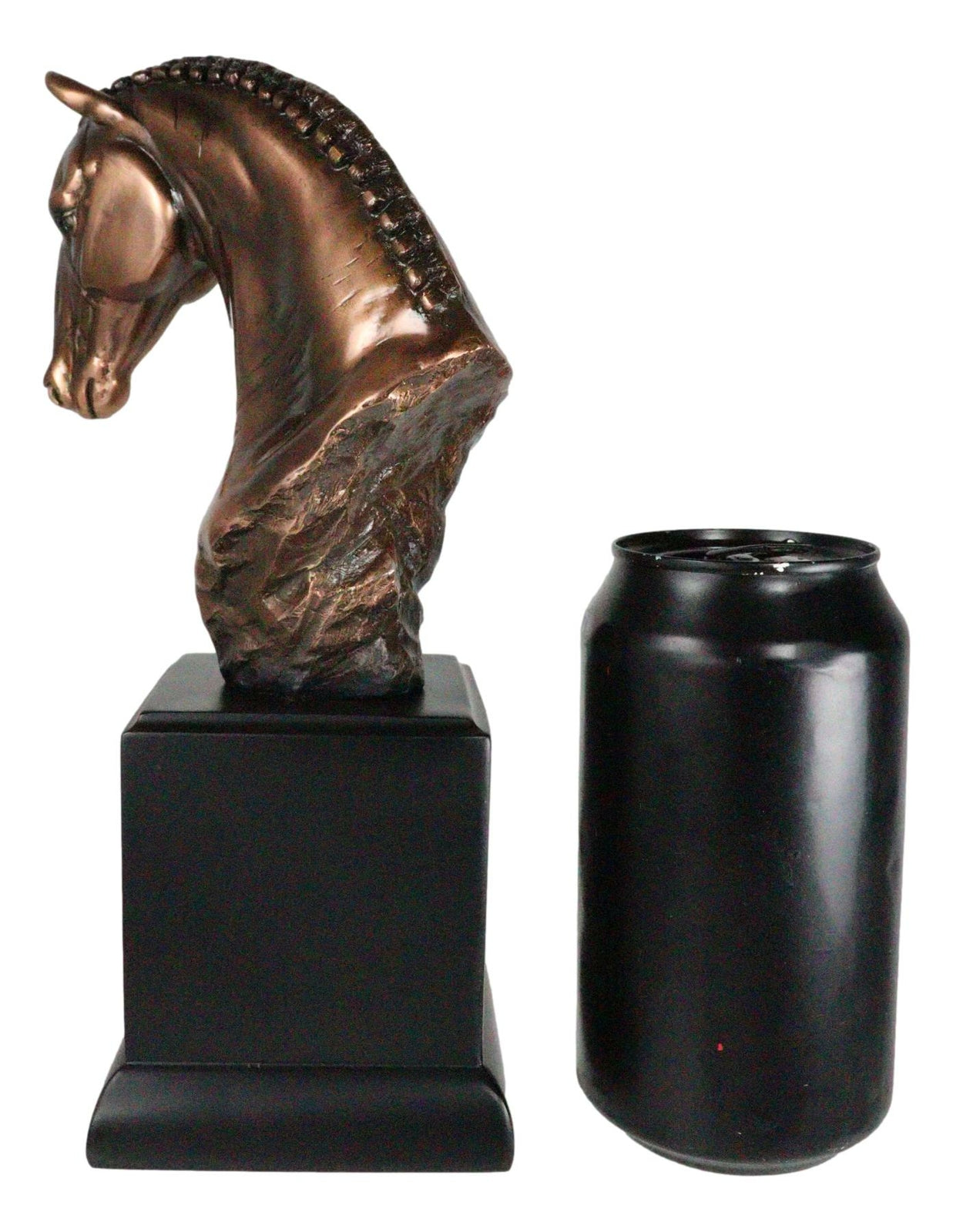 Rustic Western Braided Mane Horse Stallion Head Bust 9"H Figurine with Base