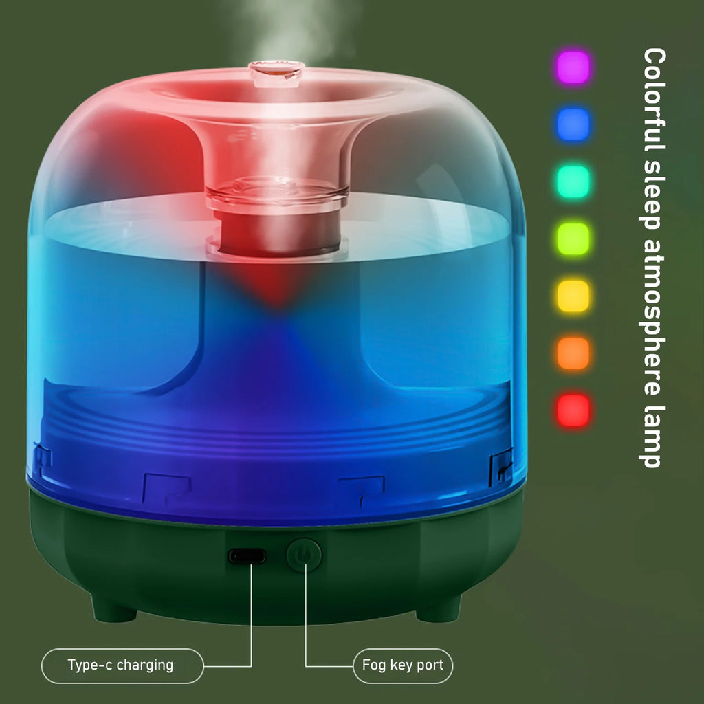 Ultrasonic Cool Mist Humidifier, USB Humidifier with Colorful Light, Quiet Air Humidifier for Bedroom, Nursery, Office, Indoor Plants(500Ml, Green)