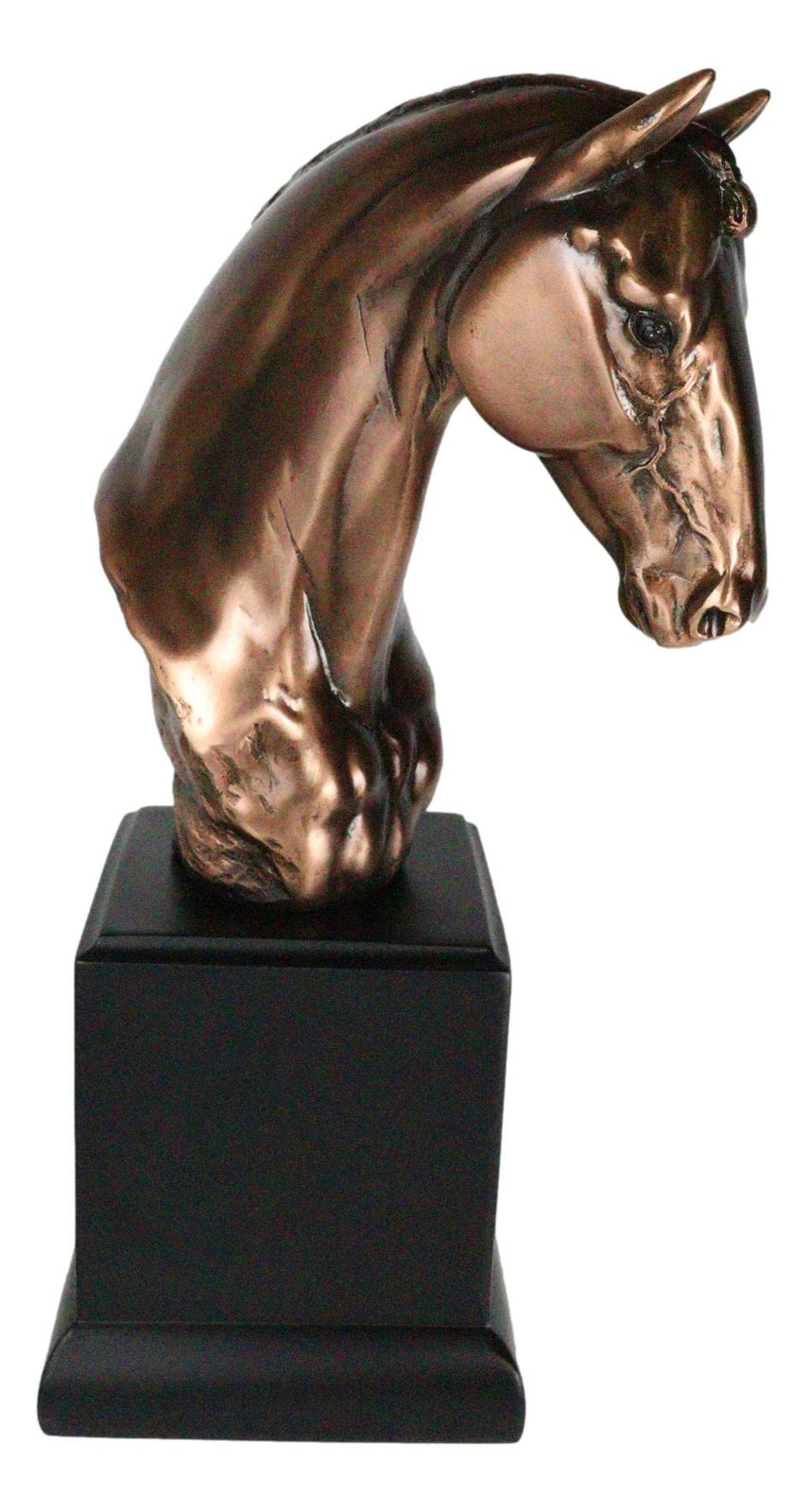 Rustic Western Braided Mane Horse Stallion Head Bust 9"H Figurine with Base