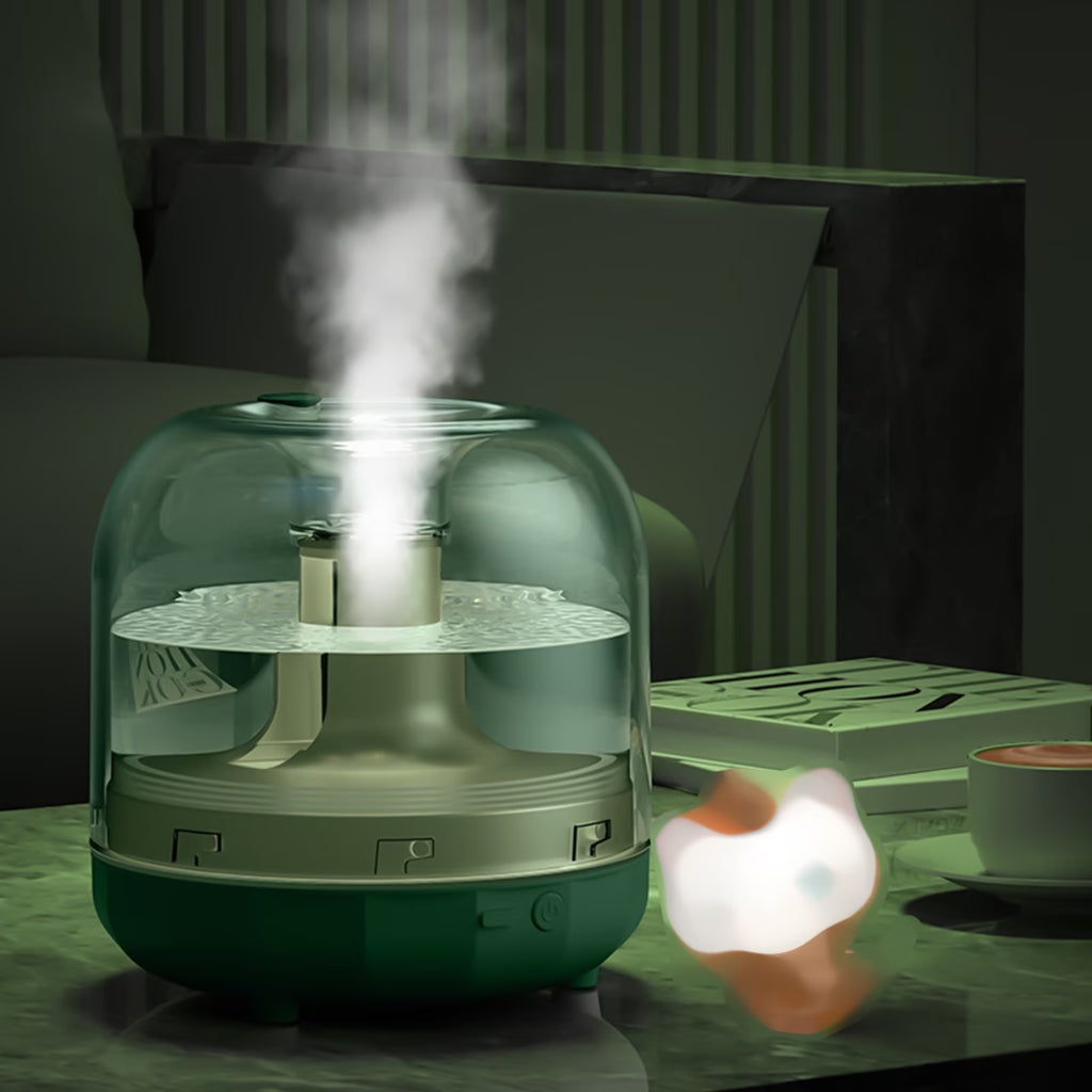Ultrasonic Cool Mist Humidifier, USB Humidifier with Colorful Light, Quiet Air Humidifier for Bedroom, Nursery, Office, Indoor Plants(500Ml, Green)