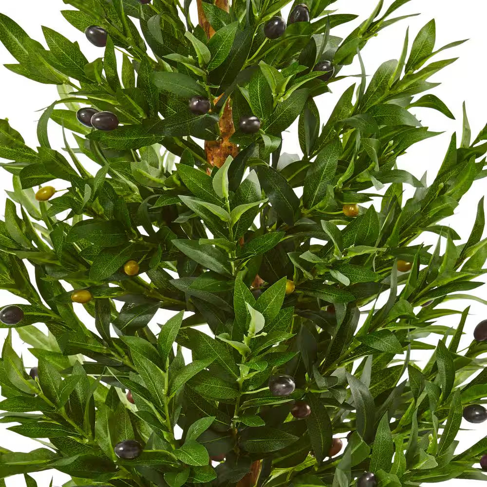 Indoor/Outdoor 3.5-Ft. Olive Cone Topiary Artificial Tree in White Planter