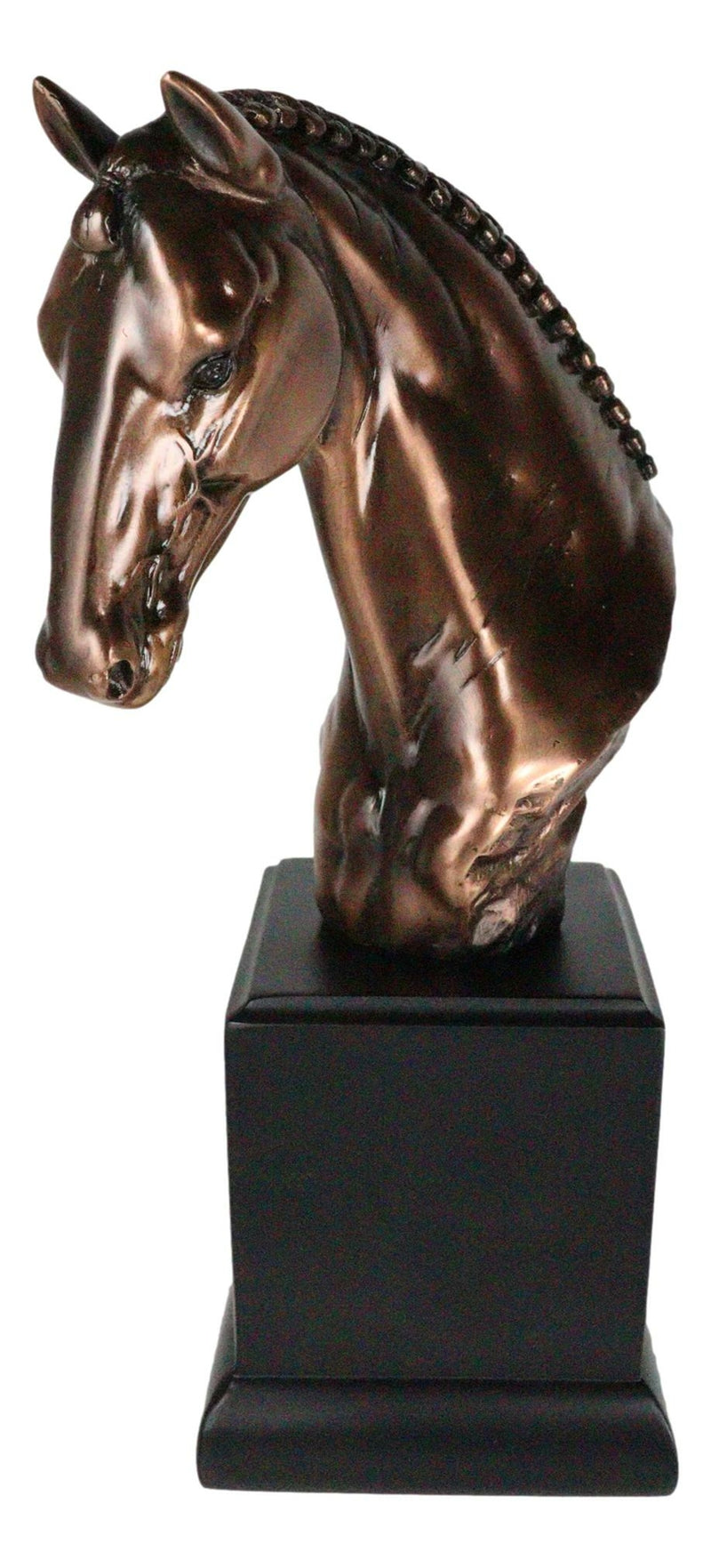 Rustic Western Braided Mane Horse Stallion Head Bust 9"H Figurine with Base