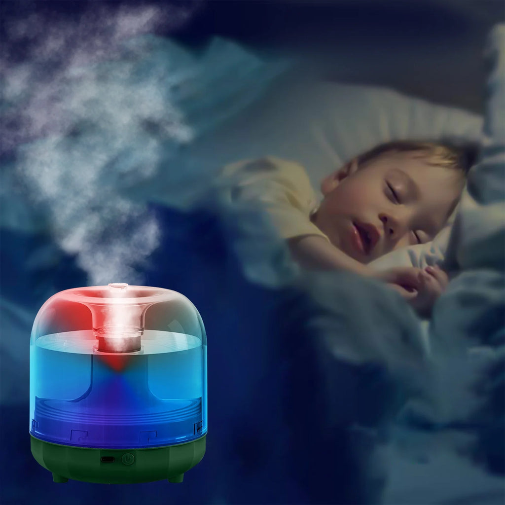 Ultrasonic Cool Mist Humidifier, USB Humidifier with Colorful Light, Quiet Air Humidifier for Bedroom, Nursery, Office, Indoor Plants(500Ml, Green)