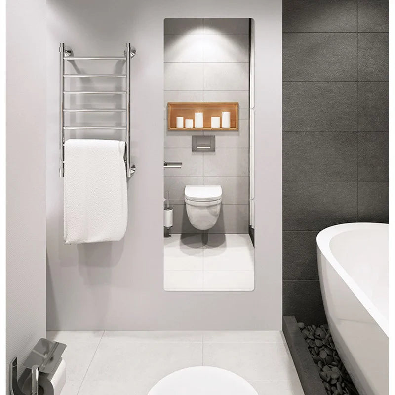 3Pc Acrylic Full Body Mirror Self-Adhesive Stickers 30CM Square Crystal Wall Paper DIY 3D Decal Living Room Bathroom Home Decore