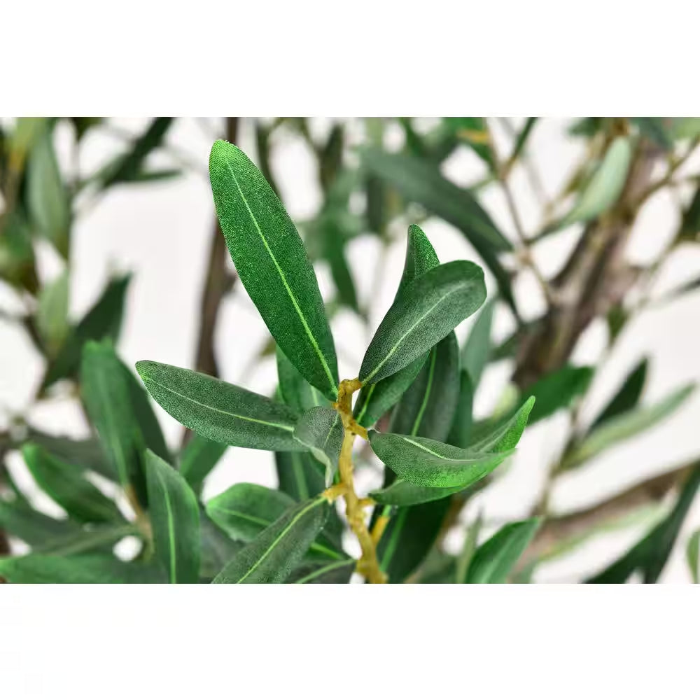 6.5 Ft. Artificial Olive Tree in White Decor Pot, Faux Green Plant Indoor Home Decorative Planter